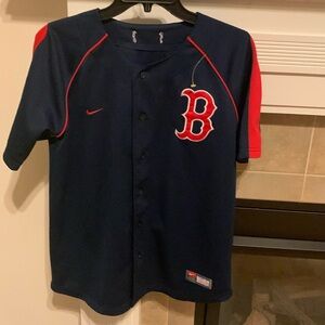 Nike Boston Red Sox Youth Large 16/18 Embroidered Button Down Baseball Jersey